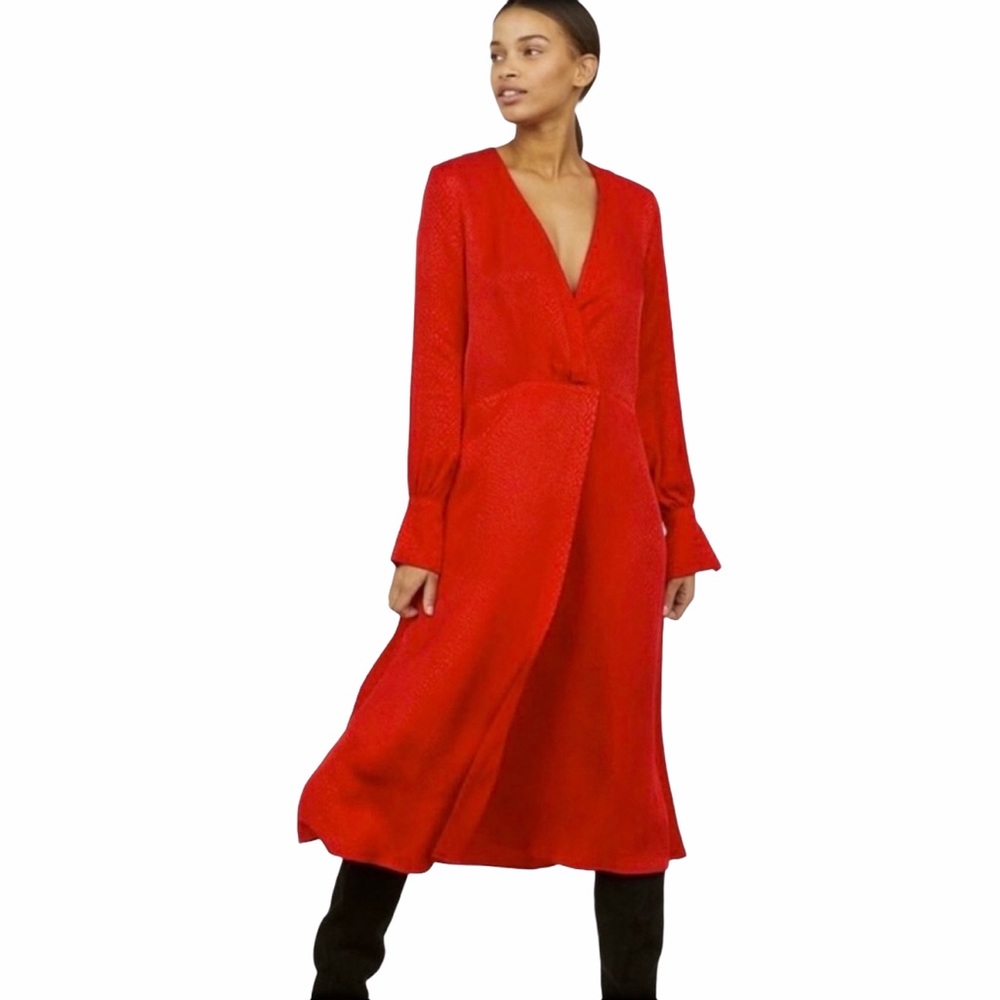 H&M RED JACQUARD SNAKE SKIN DRESS